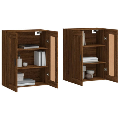 Armadietti a Parete 2 pz Rovere Marrone in Legno Multistrato