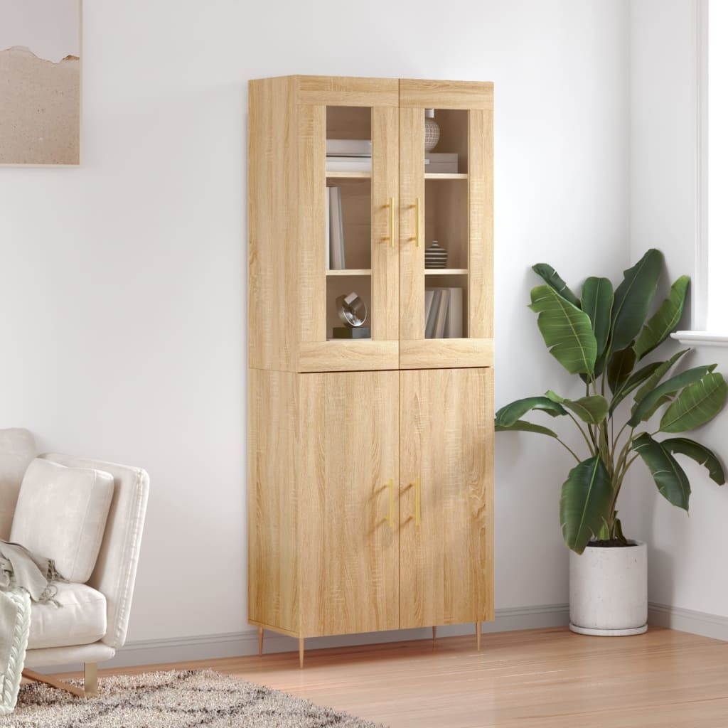 Credenza Rovere Sonoma 69,5x34x180 cm in Legno Multistrato