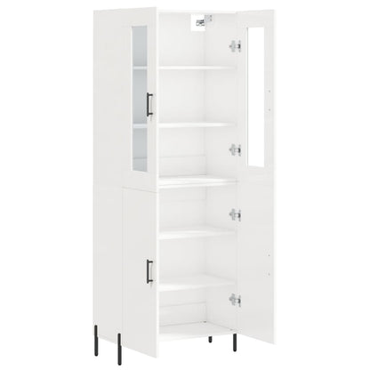 Credenza Bianco Lucido 69,5x34x180 cm in Legno Multistrato