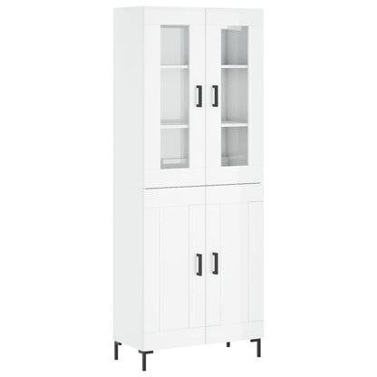 Credenza Bianco Lucido 69,5x34x180 cm in Legno Multistrato