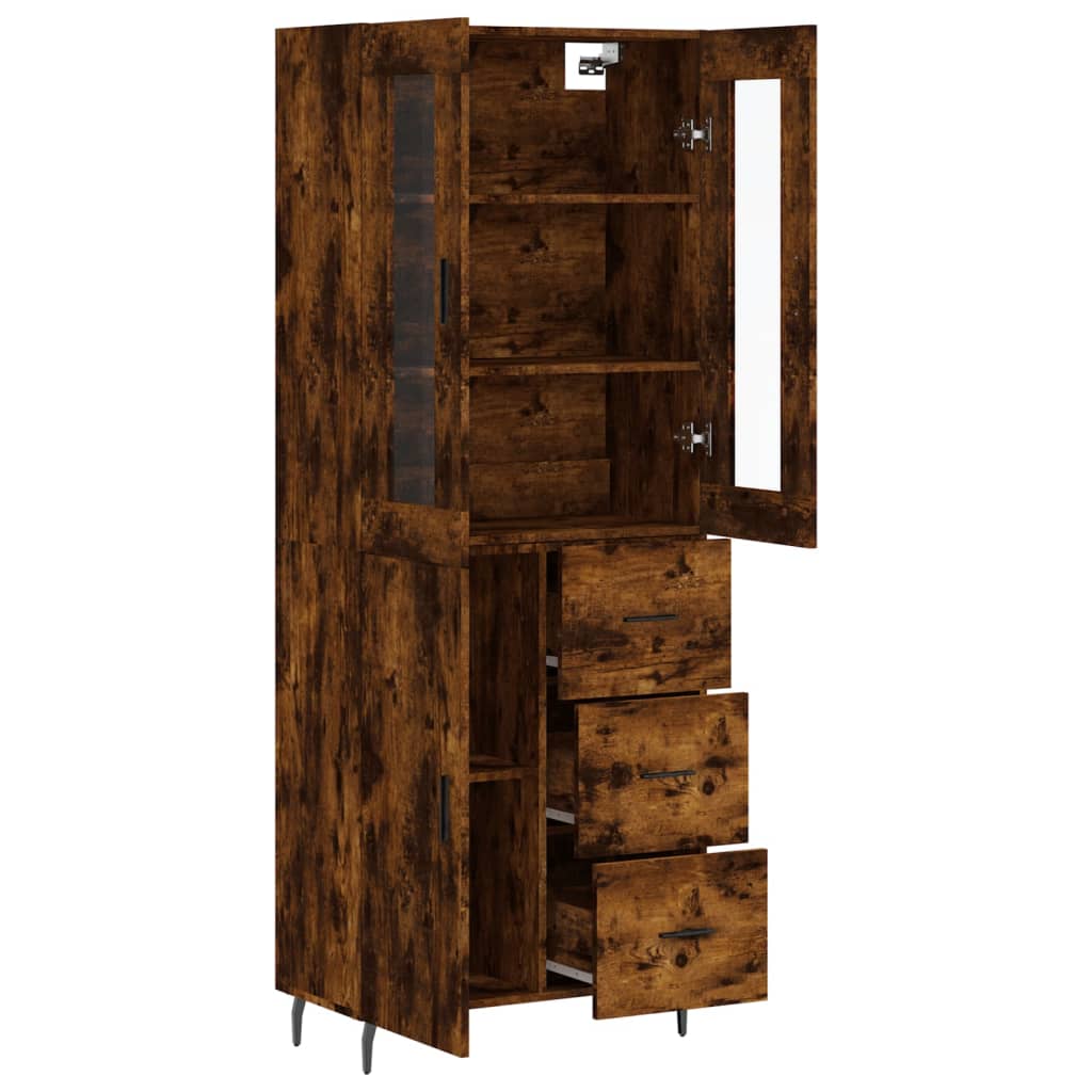 Credenza Rovere Fumo  69,5x34x180 cm in Legno Multistrato