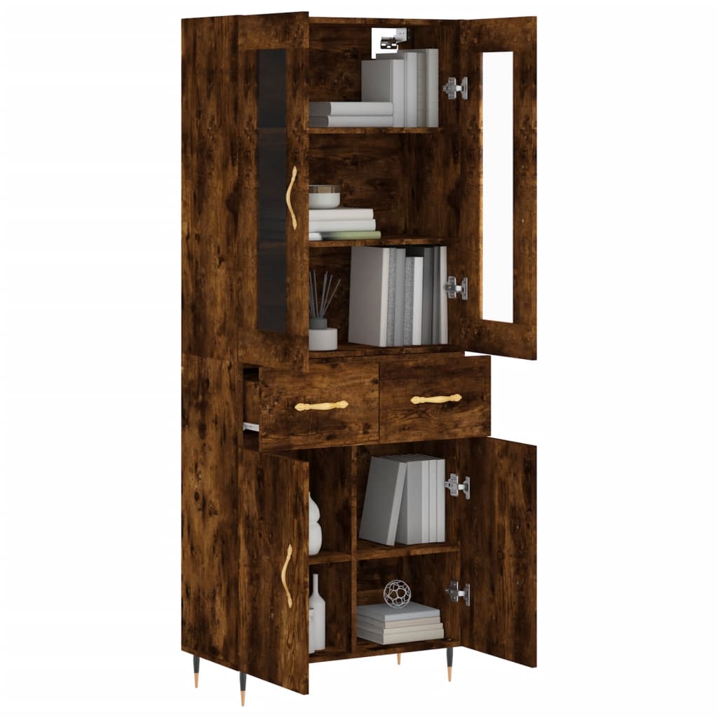 Credenza Rovere Fumo  69,5x34x180 cm in Legno Multistrato