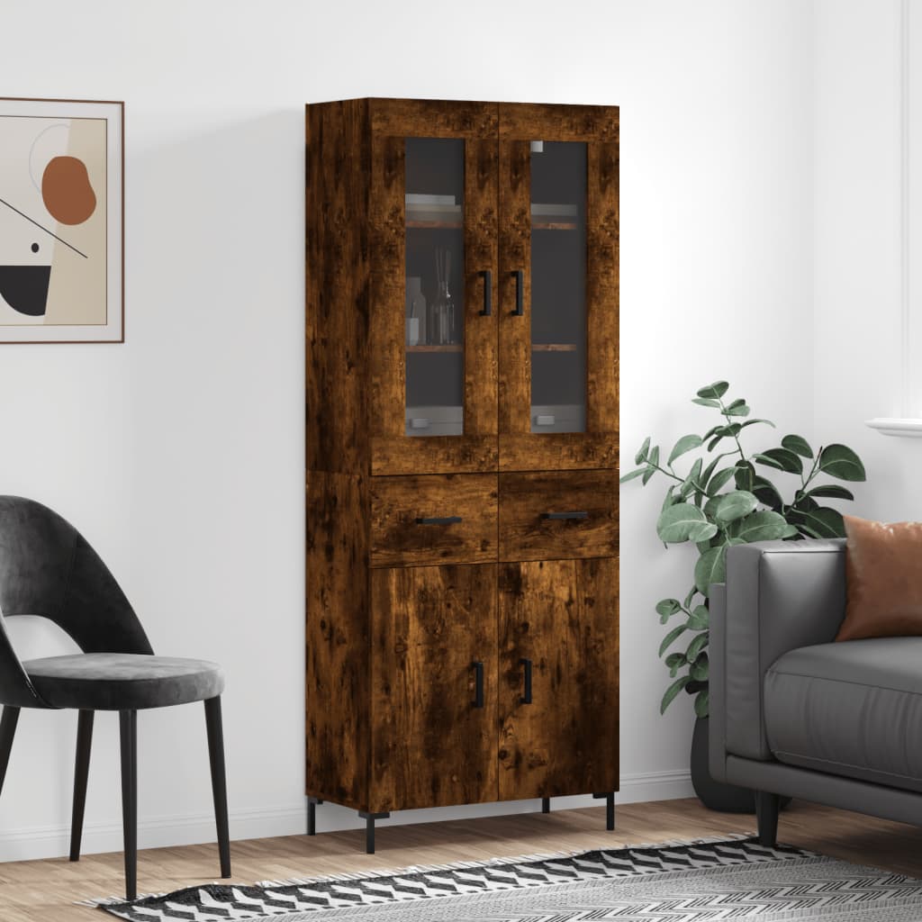 Credenza Rovere Fumo  69,5x34x180 cm in Legno Multistrato