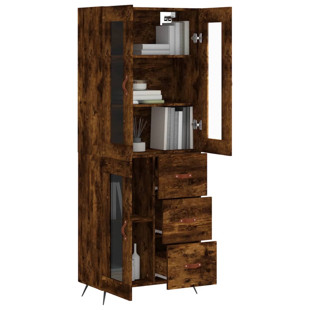Credenza Rovere Fumo  69,5x34x180 cm in Legno Multistrato