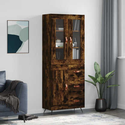 Credenza Rovere Fumo  69,5x34x180 cm in Legno Multistrato