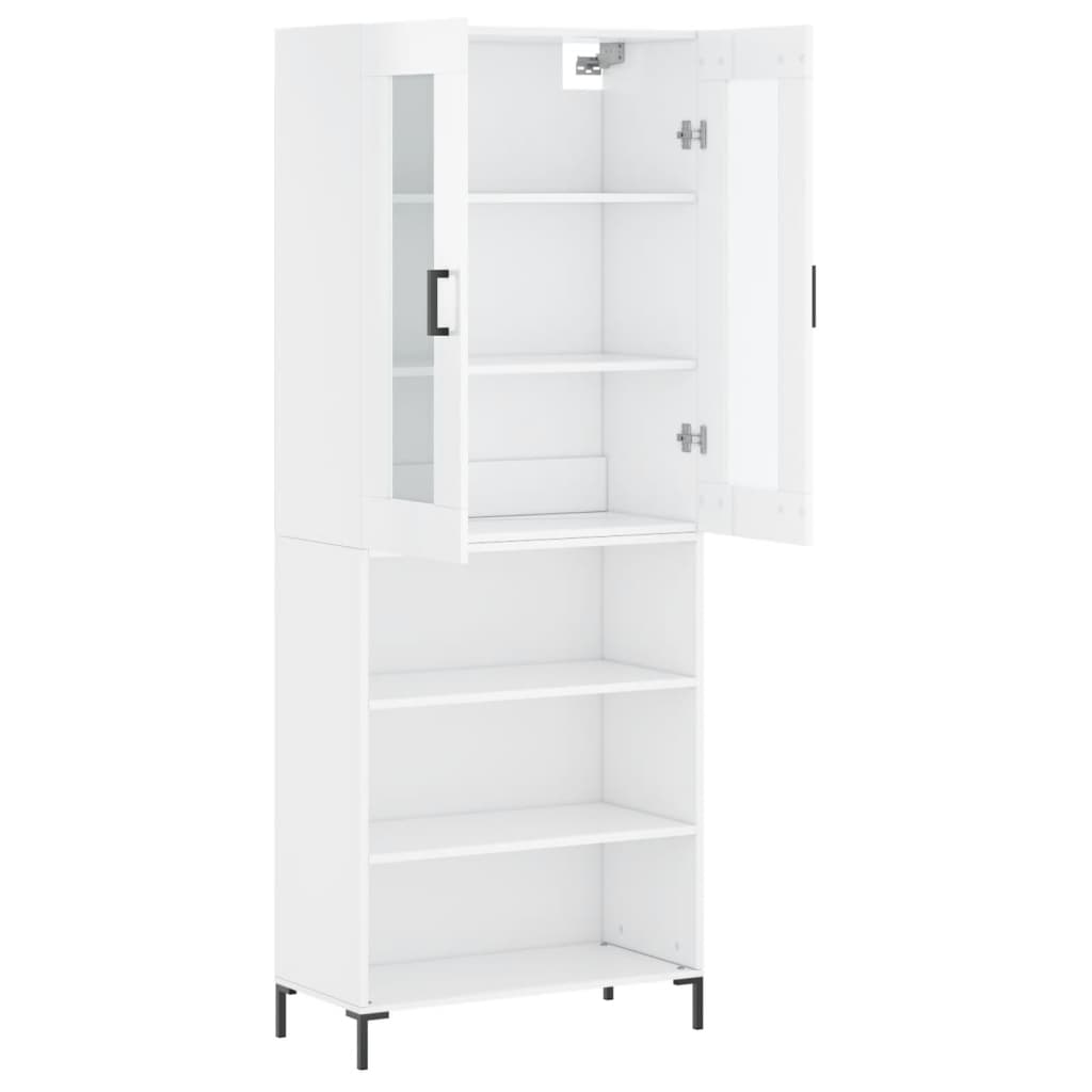 Credenza Bianco Lucido 69,5x34x180 cm in Legno Multistrato