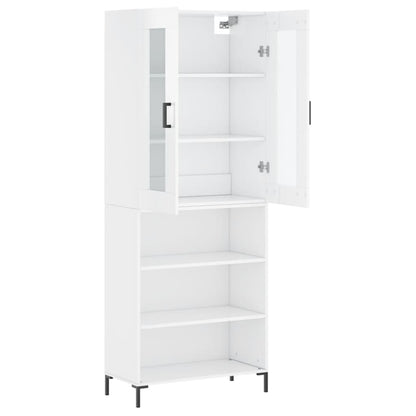 Credenza Bianco Lucido 69,5x34x180 cm in Legno Multistrato