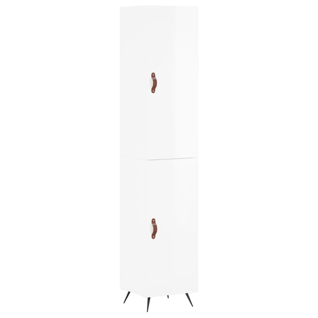 Credenza 34,5x34x180 cm in Legno Multistrato Bianco Lucido