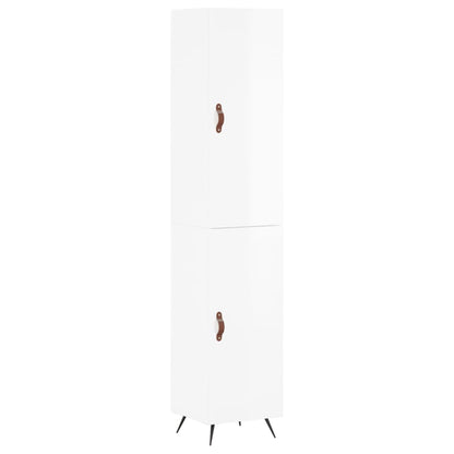 Credenza 34,5x34x180 cm in Legno Multistrato Bianco Lucido