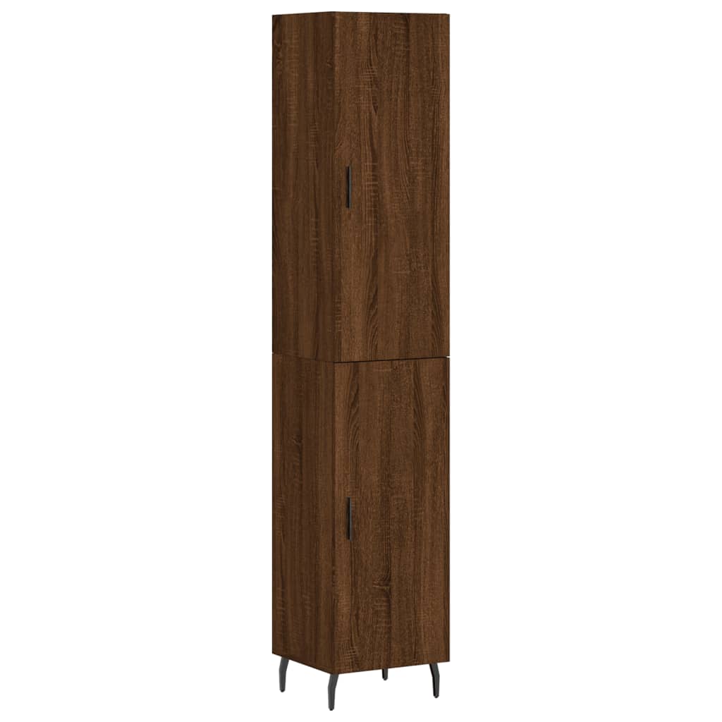 Credenza Rovere Marrone 34,5x34x180 cm in Legno Multistrato