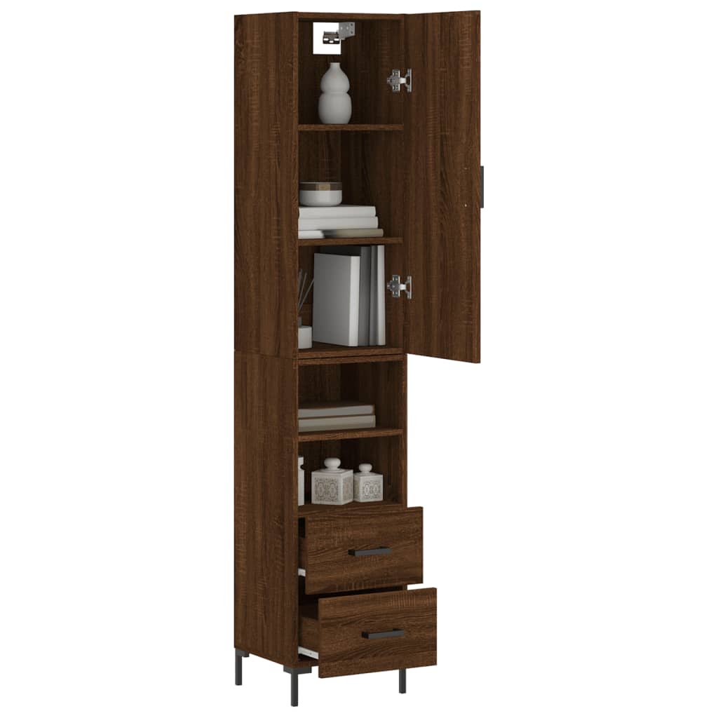 Credenza Rovere Marrone 34,5x34x180 cm in Legno Multistrato