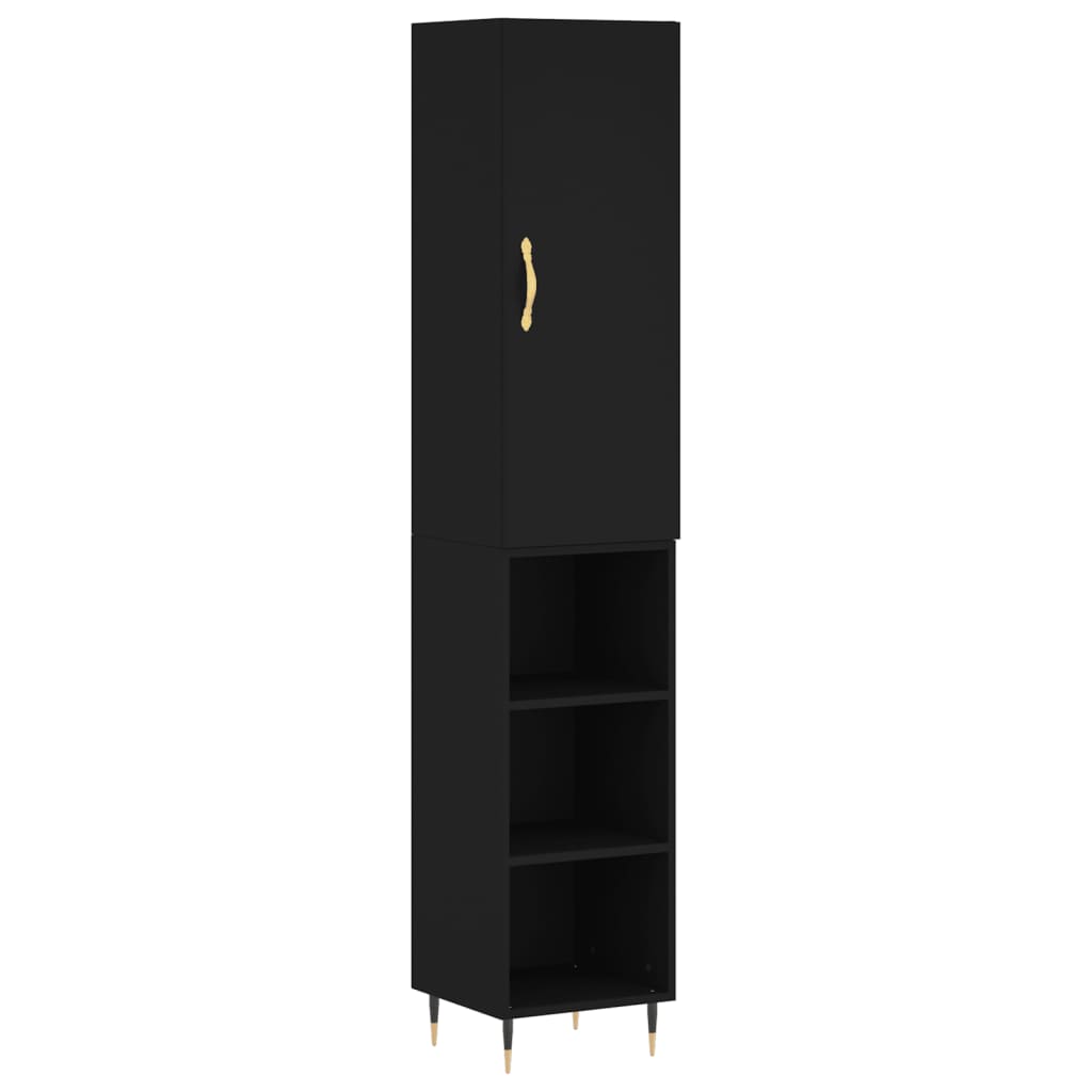 Credenza Nera 34,5x34x180 cm in Legno Multistrato