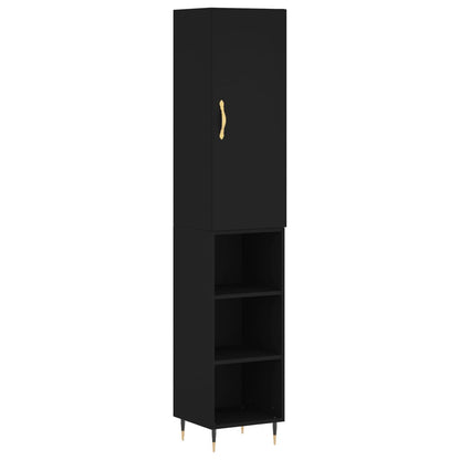 Credenza Nera 34,5x34x180 cm in Legno Multistrato