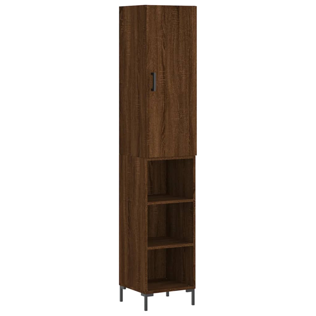 Credenza Rovere Marrone 34,5x34x180 cm in Legno Multistrato