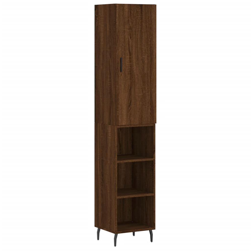 Credenza Rovere Marrone 34,5x34x180 cm in Legno Multistrato