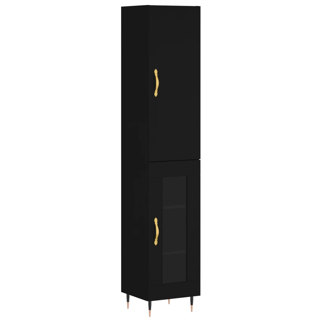 Credenza Nera 34,5x34x180 cm in Legno Multistrato