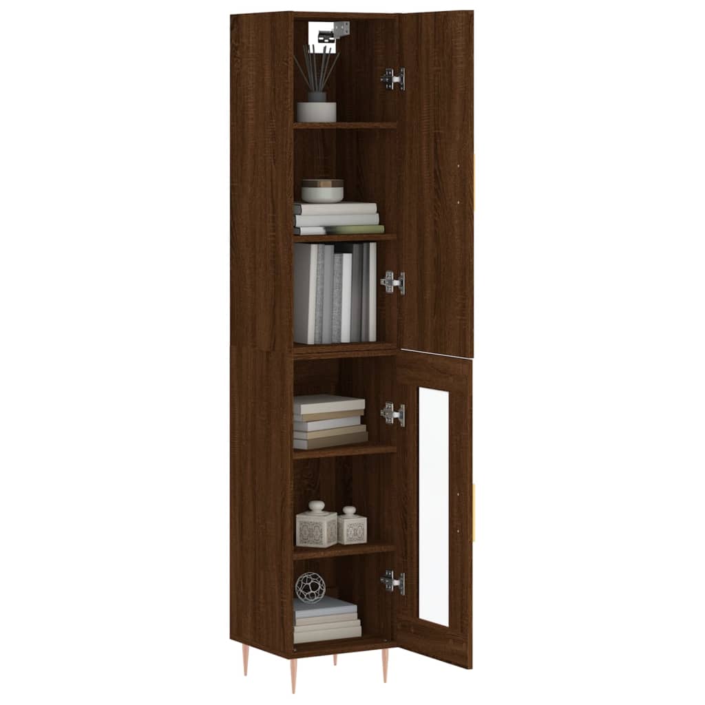Credenza Rovere Marrone 34,5x34x180 cm in Legno Multistrato