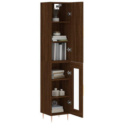 Credenza Rovere Marrone 34,5x34x180 cm in Legno Multistrato