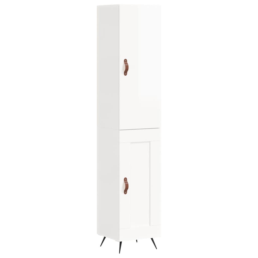 Credenza 34,5x34x180 cm in Legno Multistrato Bianco Lucido