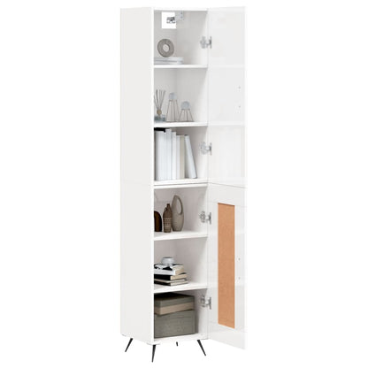 Credenza 34,5x34x180 cm in Legno Multistrato Bianco Lucido