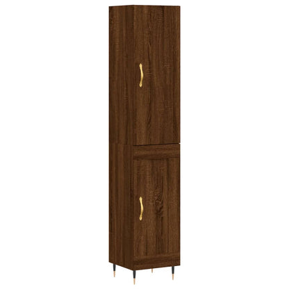 Credenza Rovere Marrone 34,5x34x180 cm in Legno Multistrato