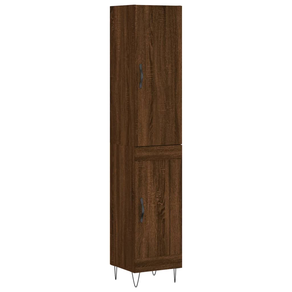Credenza Rovere Marrone 34,5x34x180 cm in Legno Multistrato