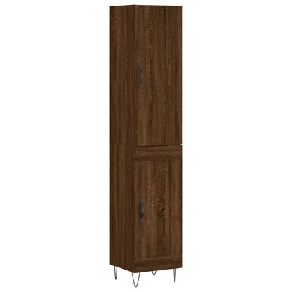 Credenza Rovere Marrone 34,5x34x180 cm in Legno Multistrato