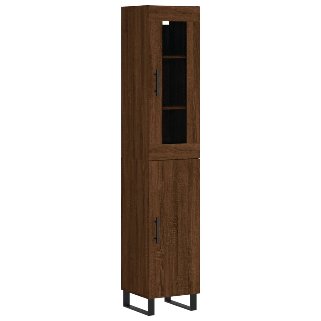 Credenza Rovere Marrone 34,5x34x180 cm in Legno Multistrato