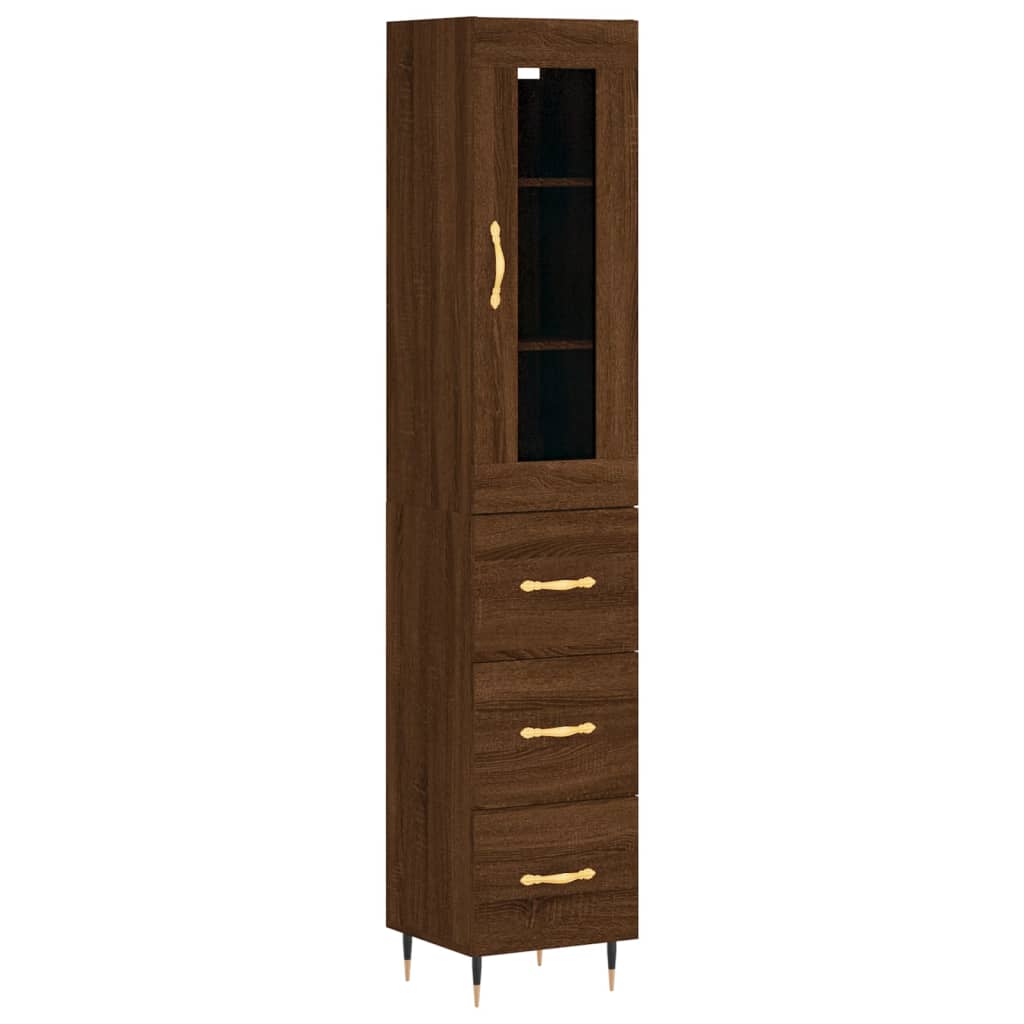 Credenza Rovere Marrone 34,5x34x180 cm in Legno Multistrato