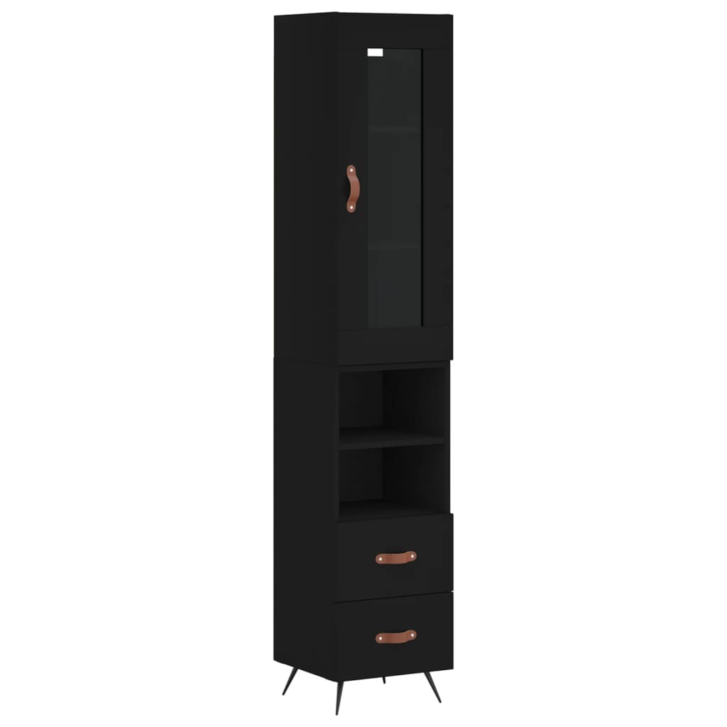 Credenza Nera 34,5x34x180 cm in Legno Multistrato