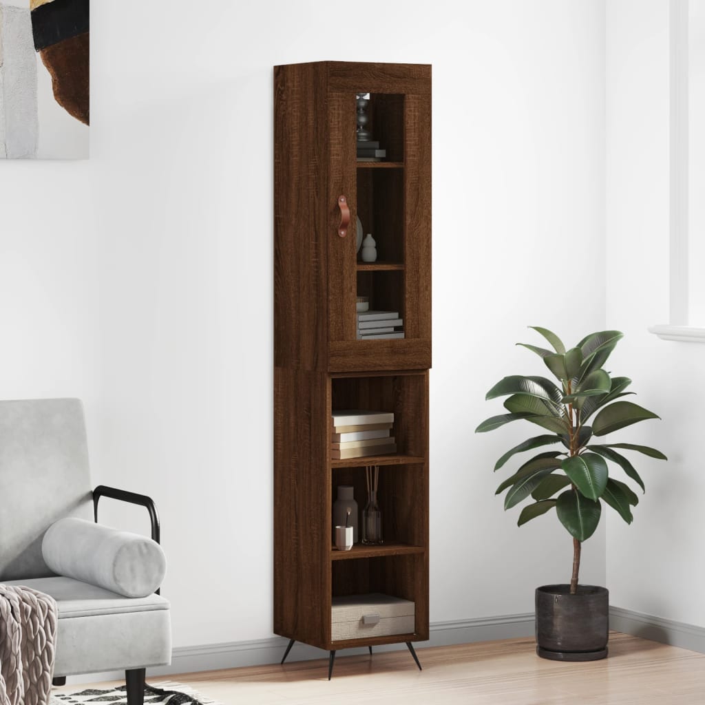 Credenza Rovere Marrone 34,5x34x180 cm in Legno Multistrato