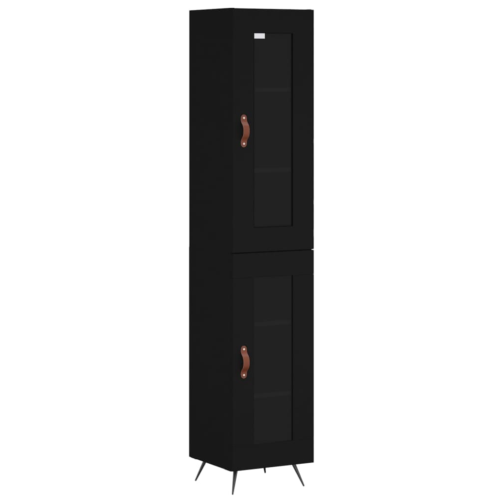 Credenza Nera 34,5x34x180 cm in Legno Multistrato
