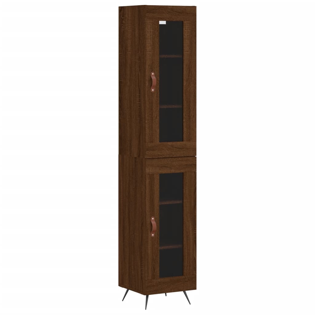 Credenza Rovere Marrone 34,5x34x180 cm in Legno Multistrato