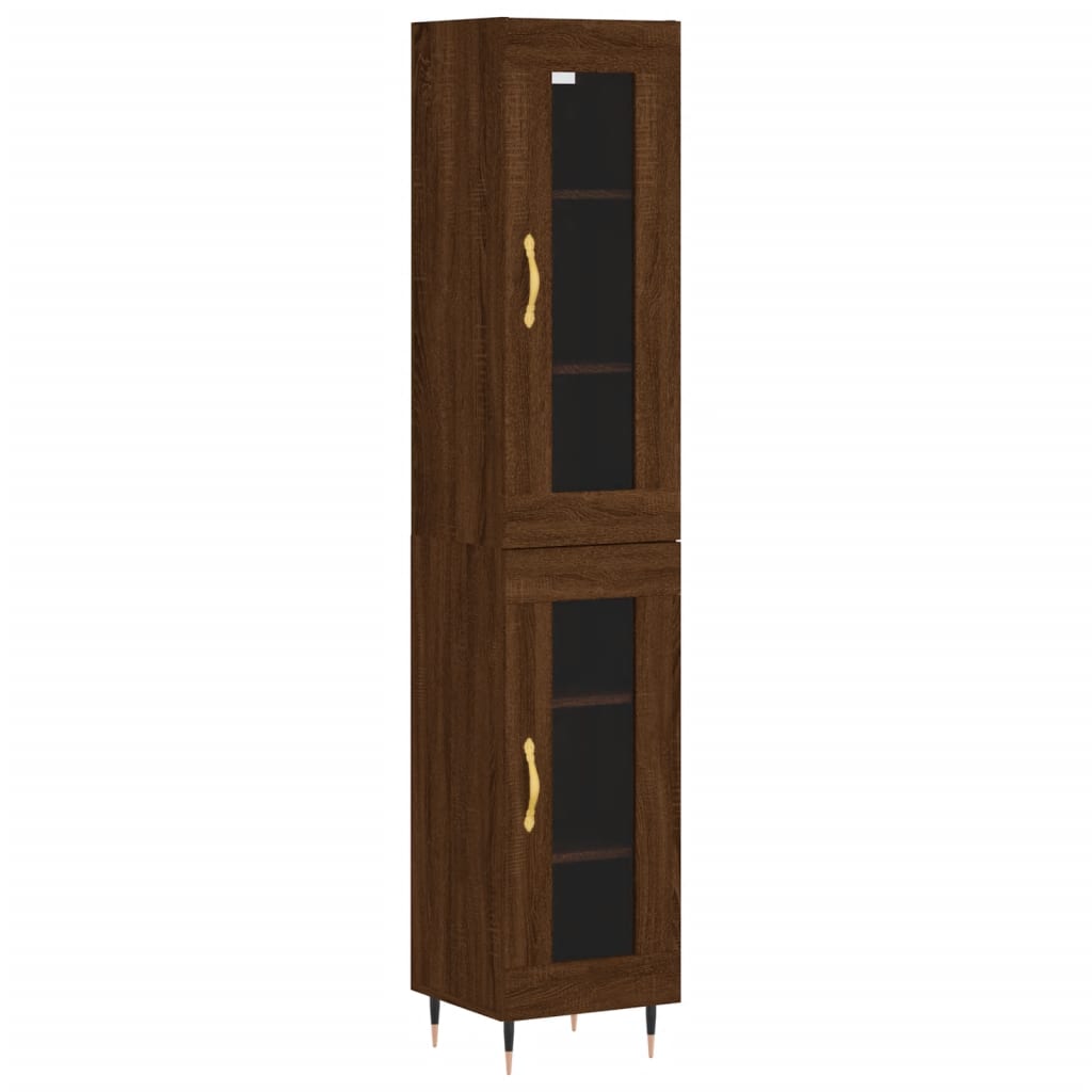 Credenza Rovere Marrone 34,5x34x180 cm in Legno Multistrato