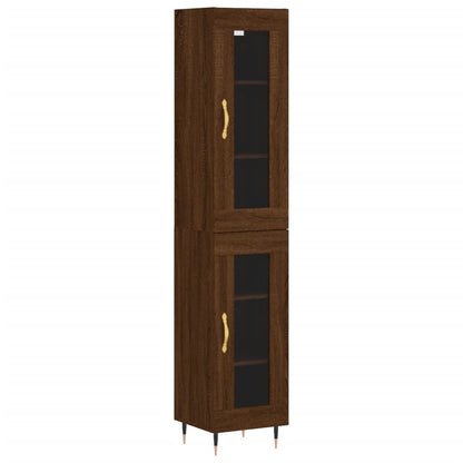 Credenza Rovere Marrone 34,5x34x180 cm in Legno Multistrato