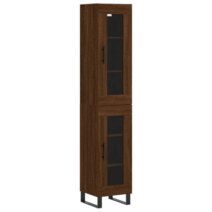 Credenza Rovere Marrone 34,5x34x180 cm in Legno Multistrato