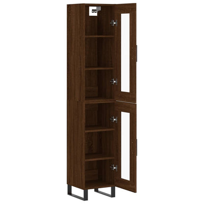 Credenza Rovere Marrone 34,5x34x180 cm in Legno Multistrato