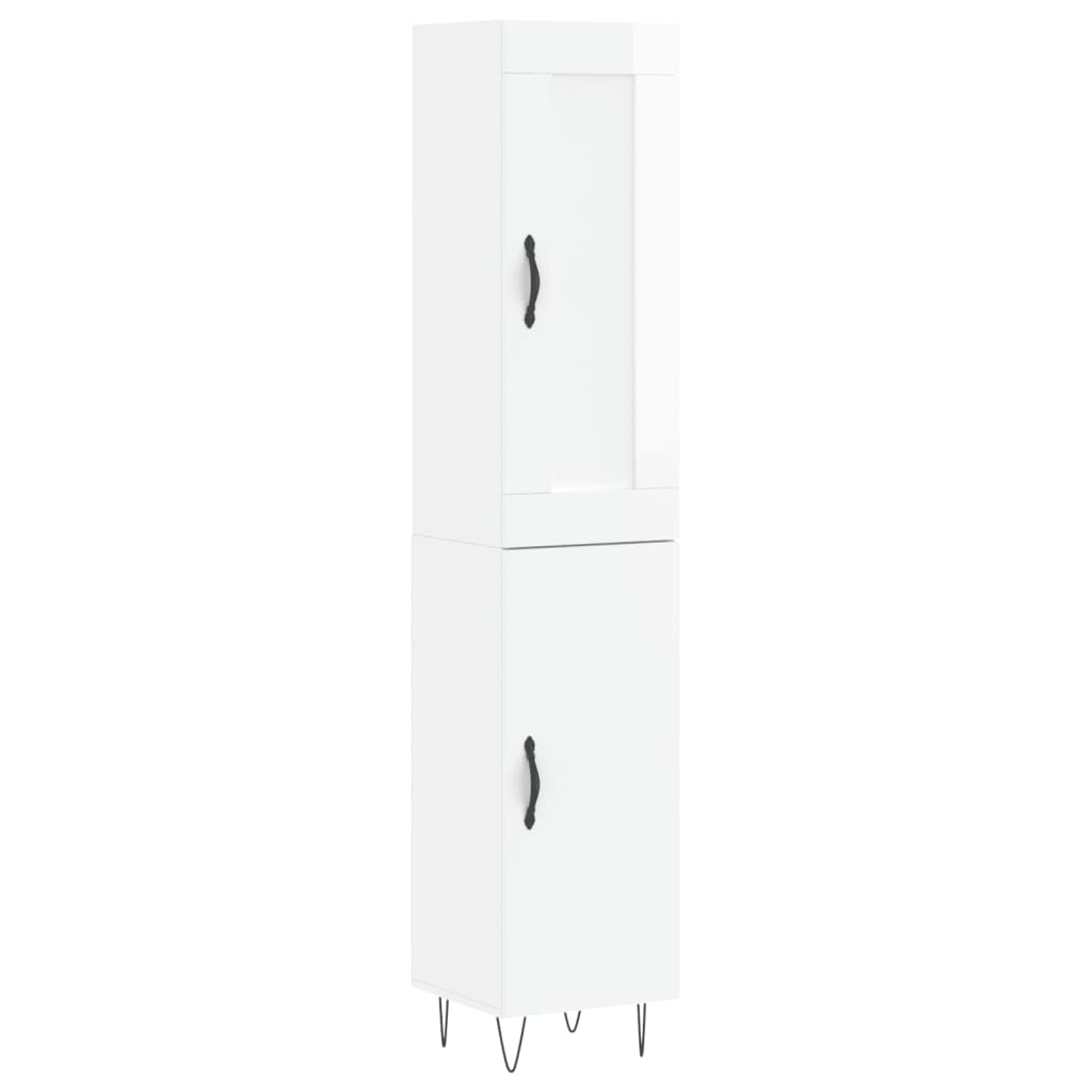 Credenza 34,5x34x180 cm in Legno Multistrato Bianco Lucido