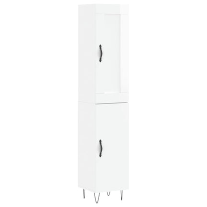 Credenza 34,5x34x180 cm in Legno Multistrato Bianco Lucido