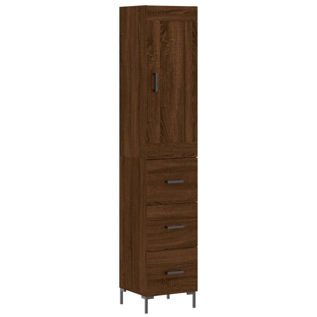 Credenza Rovere Marrone 34,5x34x180 cm in Legno Multistrato