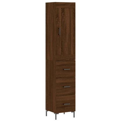 Credenza Rovere Marrone 34,5x34x180 cm in Legno Multistrato
