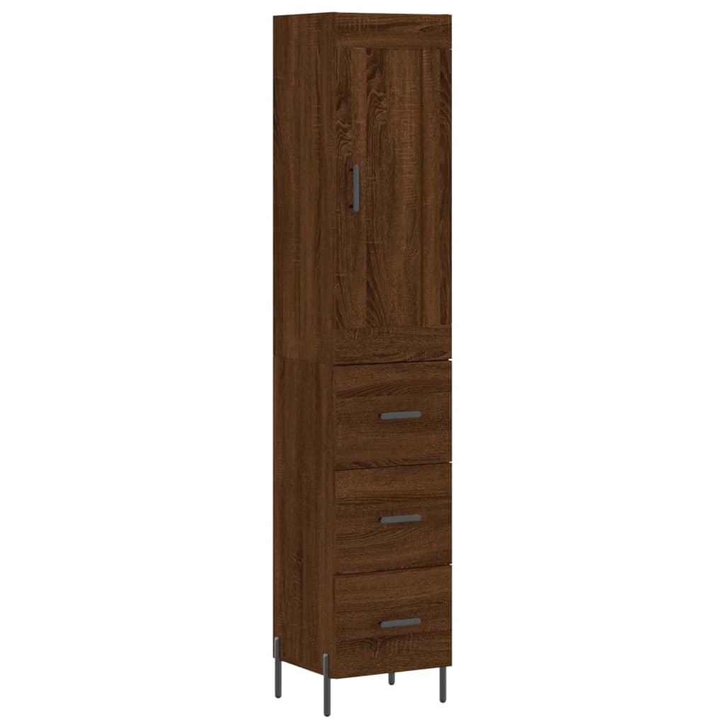 Credenza Rovere Marrone 34,5x34x180 cm in Legno Multistrato