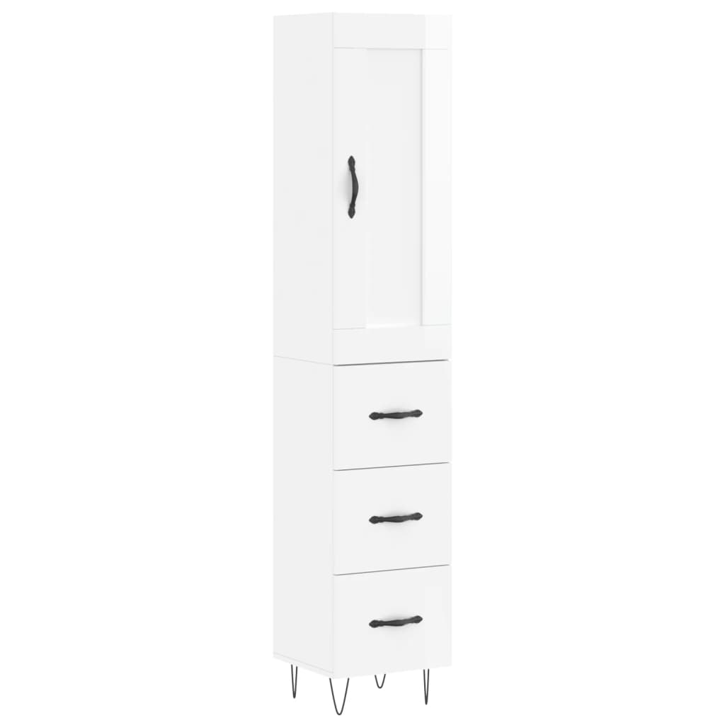 Credenza 34,5x34x180 cm in Legno Multistrato Bianco Lucido