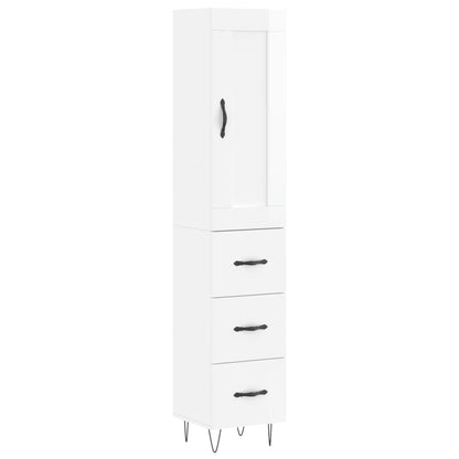 Credenza 34,5x34x180 cm in Legno Multistrato Bianco Lucido