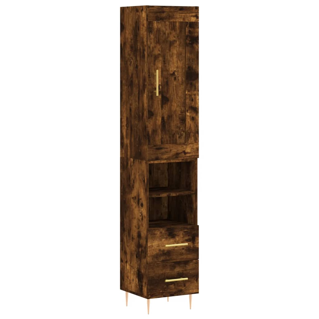 Credenza Rovere Fumo 34,5x34x180 cm in Legno Multistrato