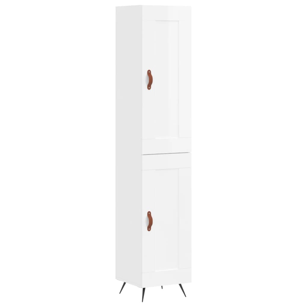 Credenza 34,5x34x180 cm in Legno Multistrato Bianco Lucido