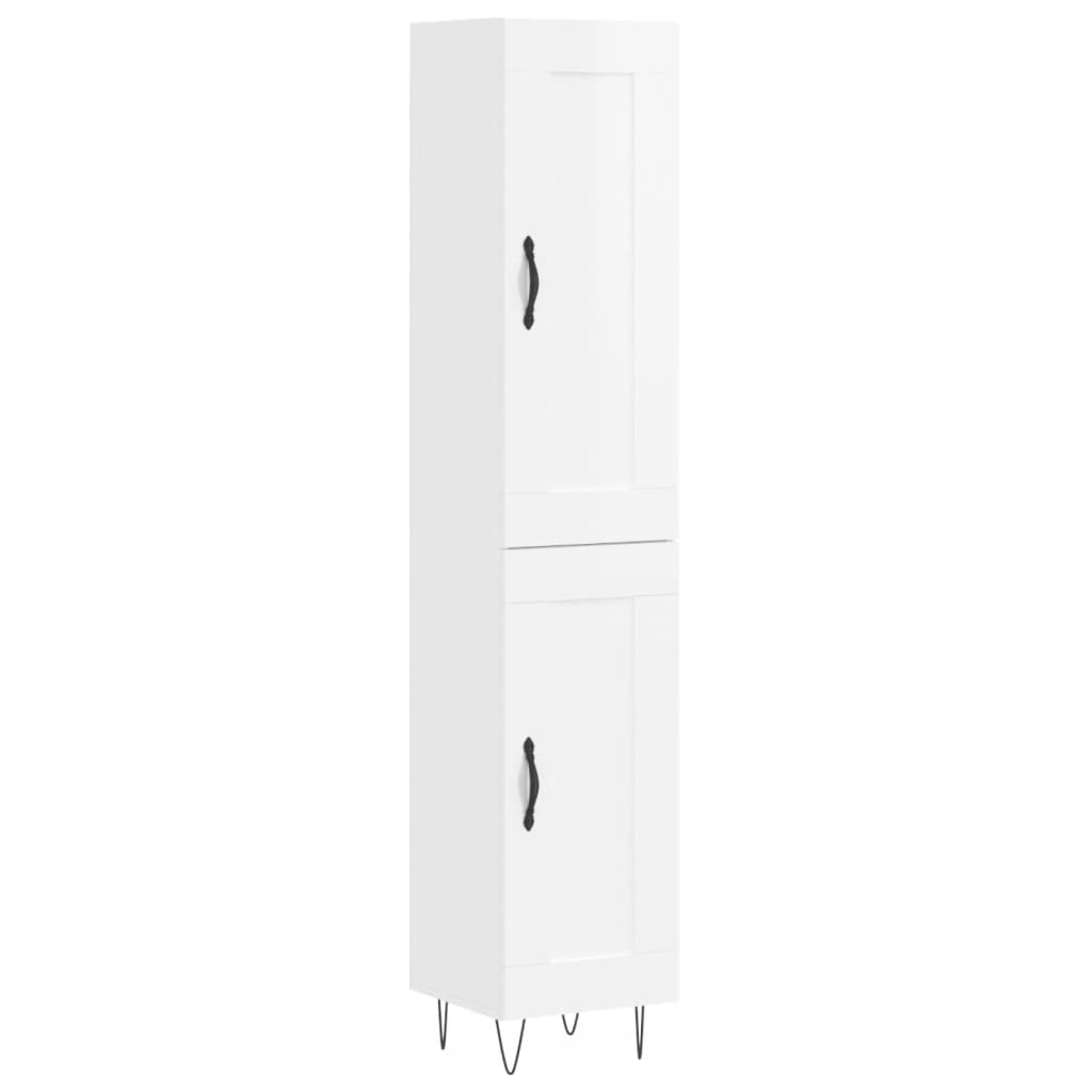 Credenza 34,5x34x180 cm in Legno Multistrato Bianco Lucido