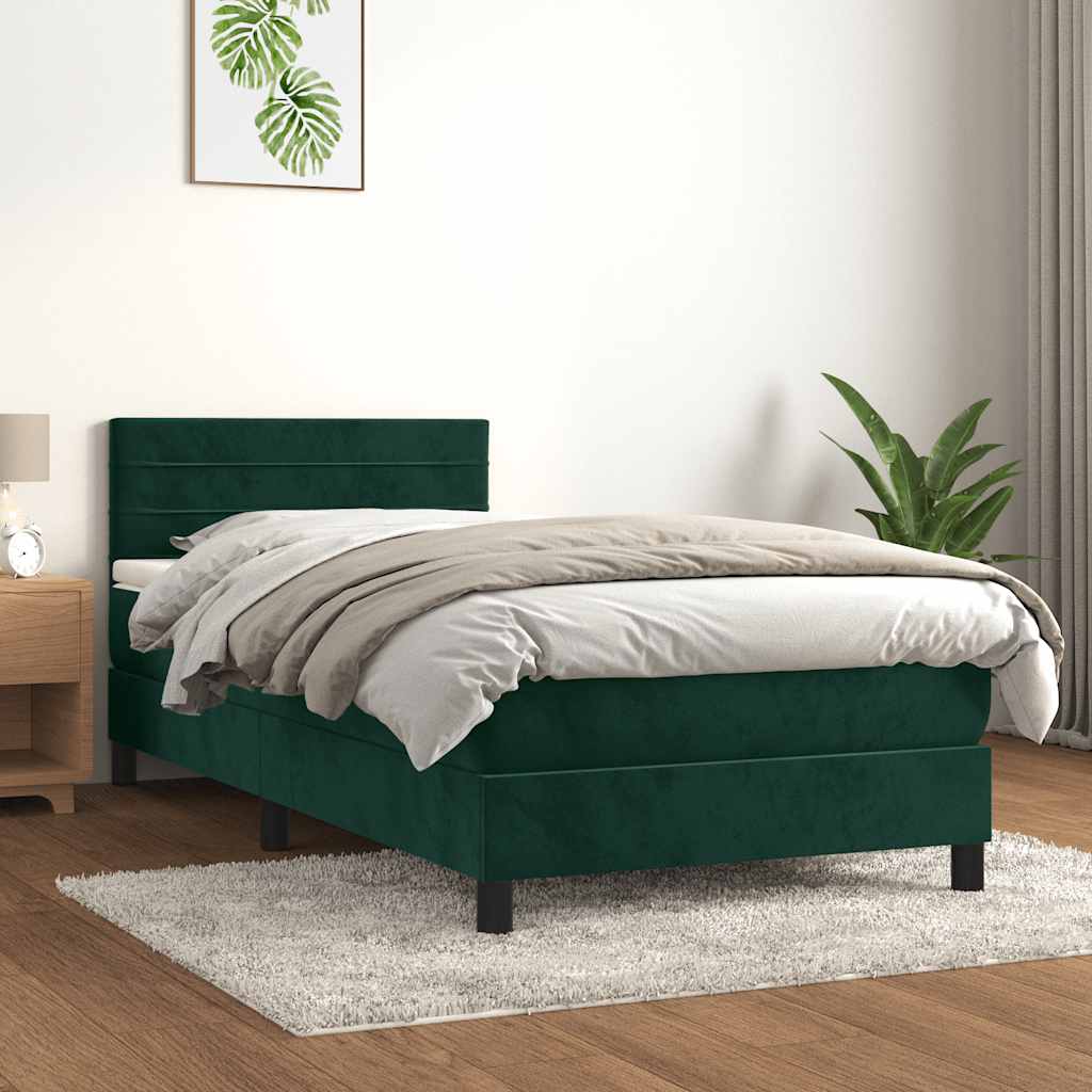 Giroletto a Molle con Materasso Verde Scuro 90x200 cm Velluto