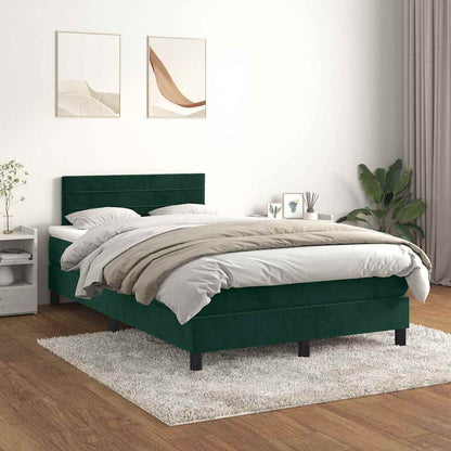 Giroletto a Molle con Materasso Verde Scuro 120x200 cm Velluto