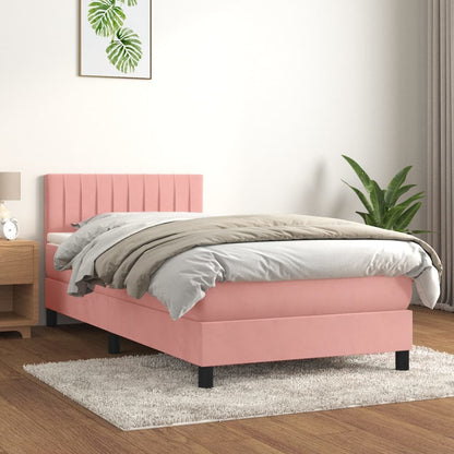 Giroletto a Molle con Materasso Rosa 80x200 cm in Velluto